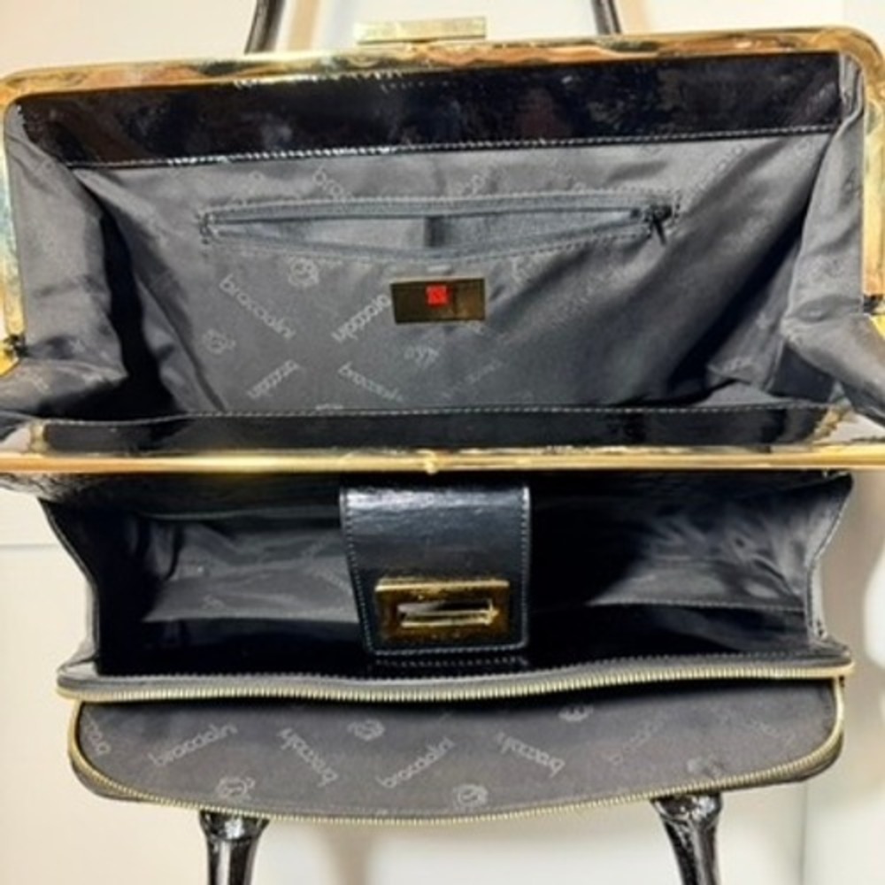 VTG Braccialini Firenze PonyStyle Leopard Pattern Croc Embossed & Patent Leather - Picture 3 of 10